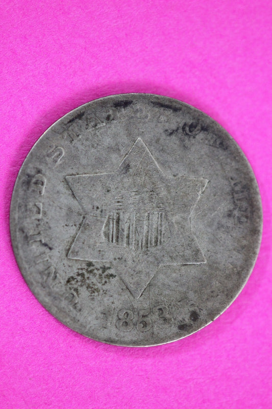 1853 Trime 3 Three Cent Silver Dime Exact Coin Shown In Pics Semi Key Date 87