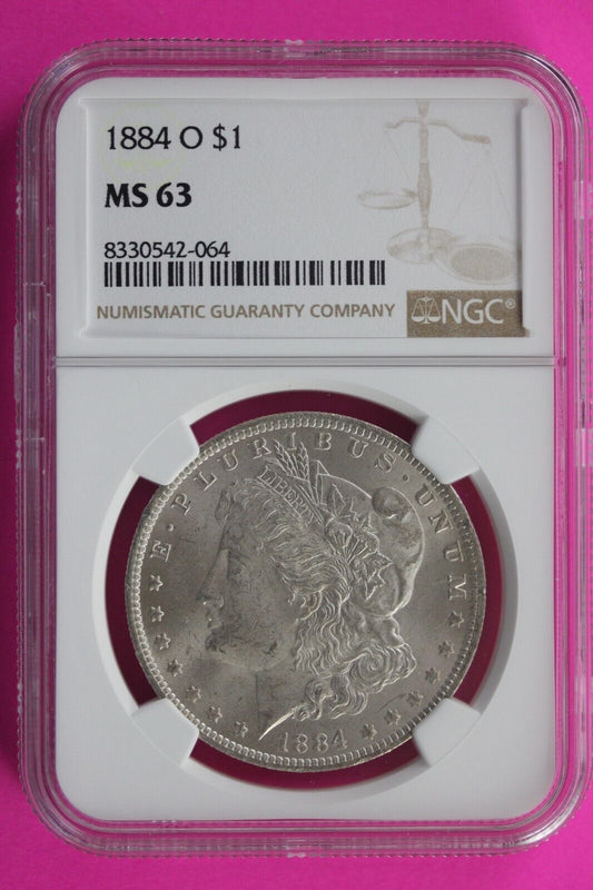 1884 O MS 63 Liberty Morgan Silver Dollar NGC Certified Graded Authentic Slab 18