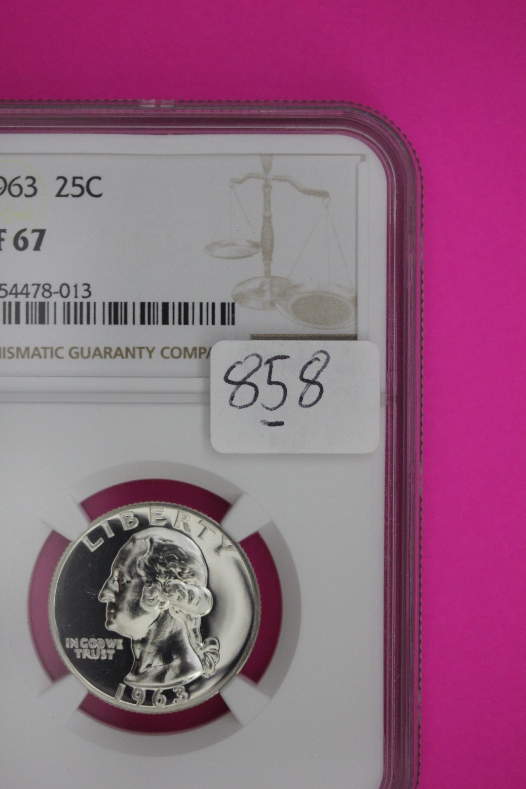 1963 PF 67 Proof Washington Silver Quarter NGC Certified Graded Authentic 858