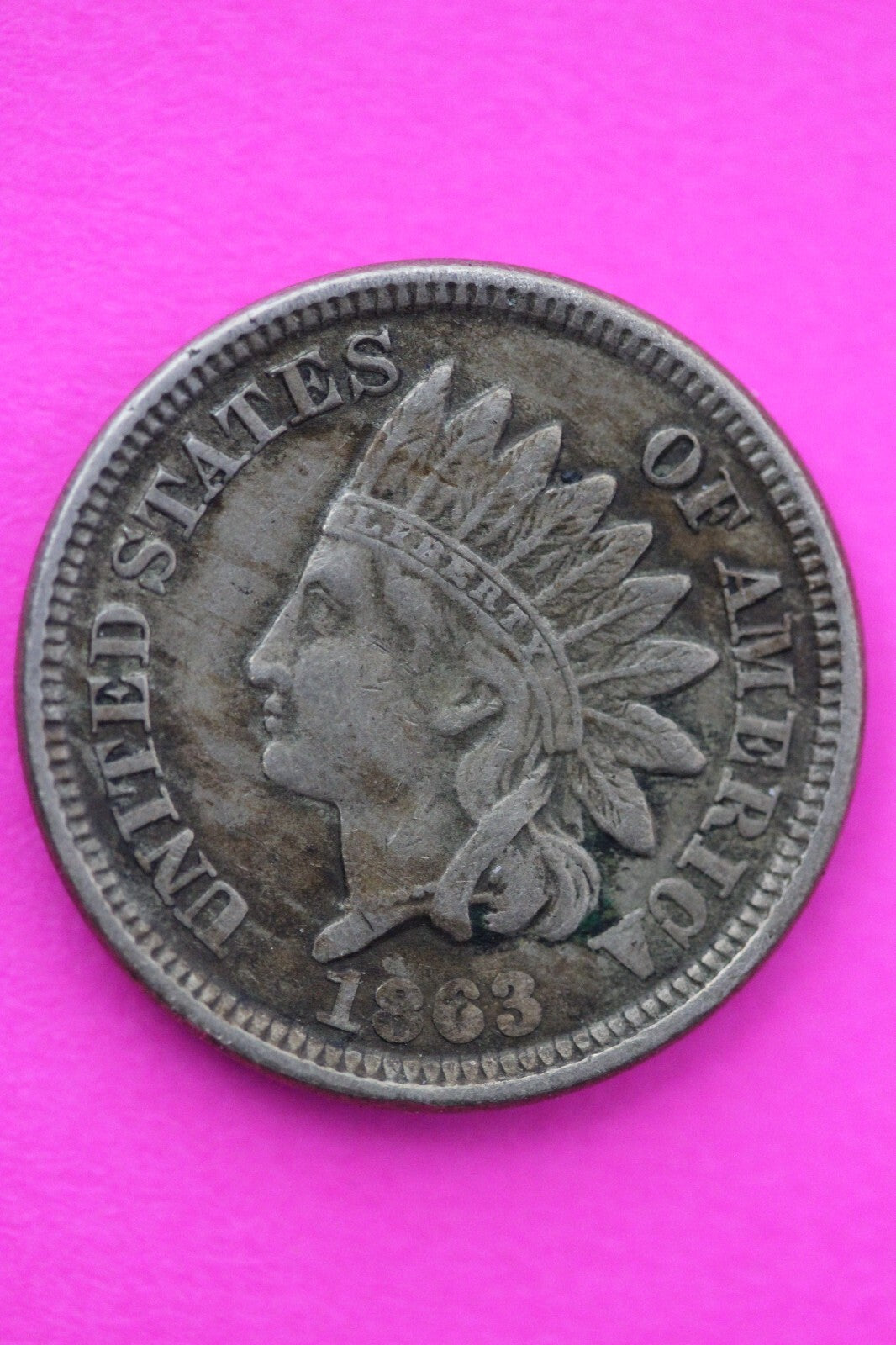High Grade 1863 Copper Nickel Indian Head Cent Penny Scarce Semi Key Date 08