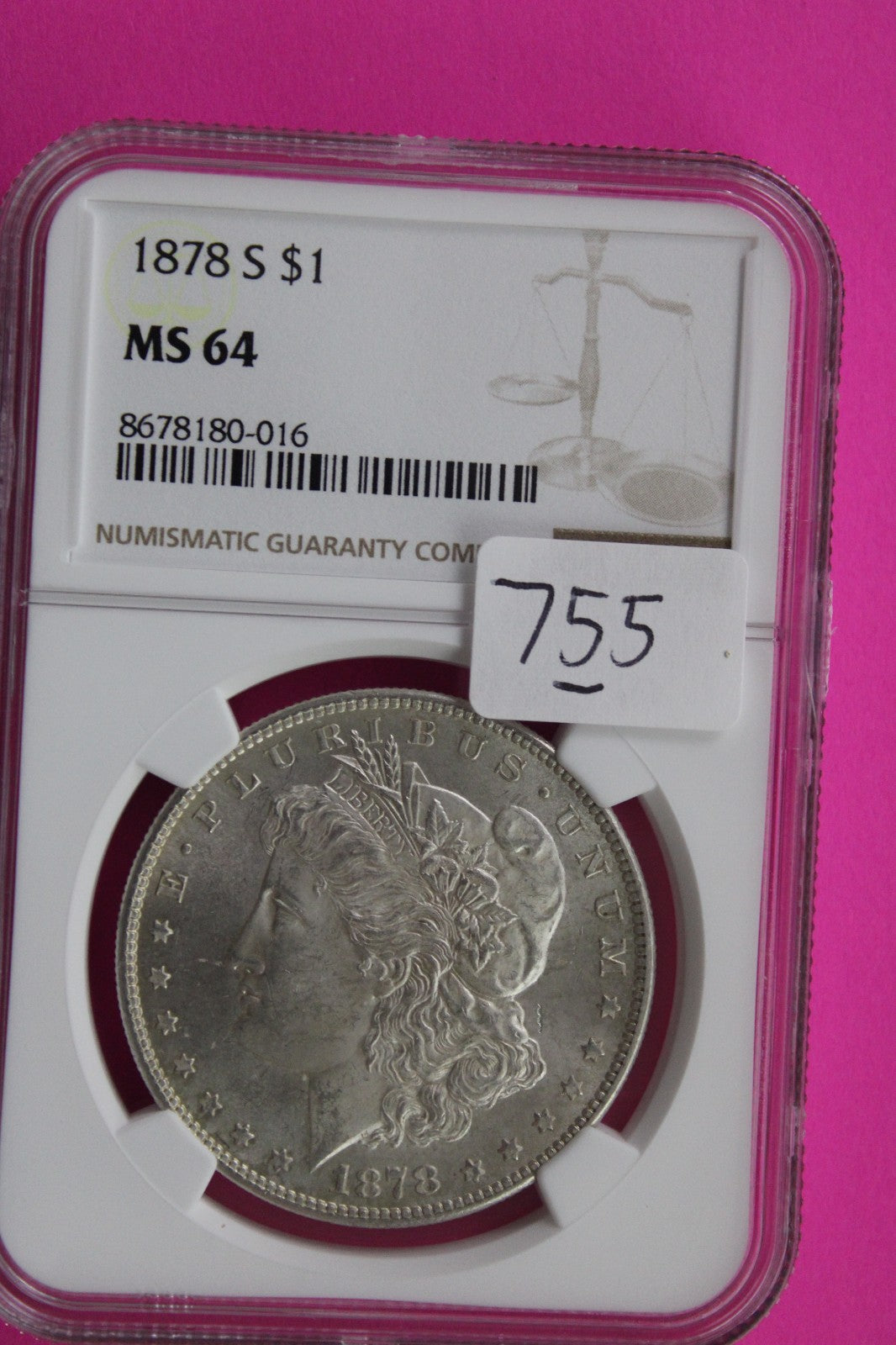 1878 S MS 64 Liberty Morgan Silver Dollar NGC Certified Graded Authentic 755