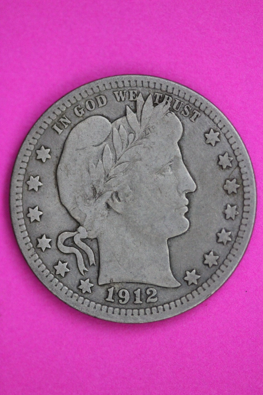 1912 P Barber Liberty Silver Quarter Guaranteed Authentic & Genuine Coin 0598N