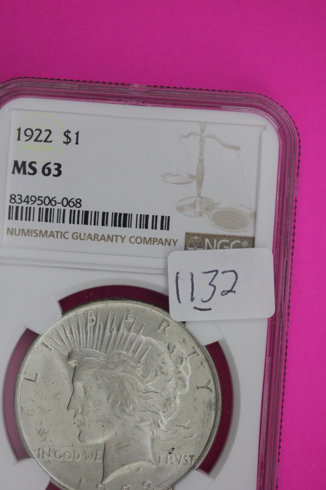 1922 P MS 63 Liberty Peace Silver Dollar NGC Certified Graded Authentic 1132