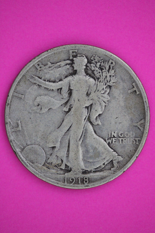 1918 S Walking Liberty Walker Half Dollar Coin Guaranteed Authentic Genuine 2400