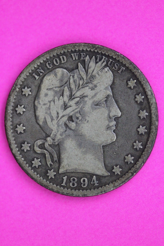 1894 O Barber Liberty Silver Quarter Guaranteed Authentic & Genuine Coin 0602N
