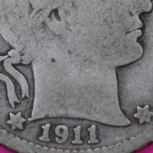 1911 D Barber Liberty Silver Quarter Scarce Semi Key Date Denver Mint  64