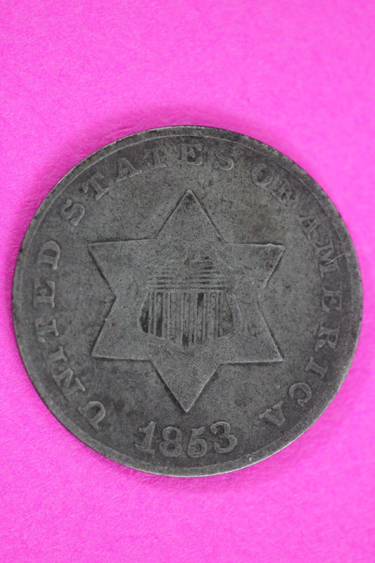 1853 Trime 3 Three Cent Silver Dime Exact Coin Shown In Pics Semi Key Date 75
