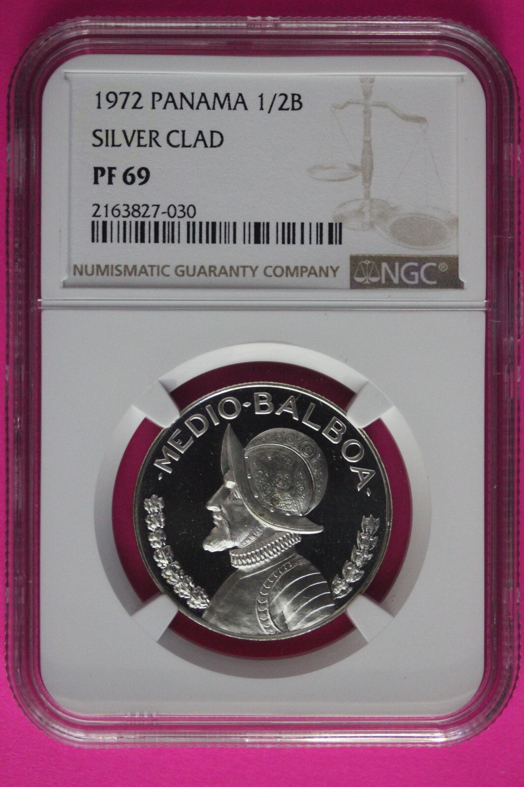 Spot 1972 Panama PF 69 Proof Silver 1/2 Balboa NGC Certified Slab 1033
