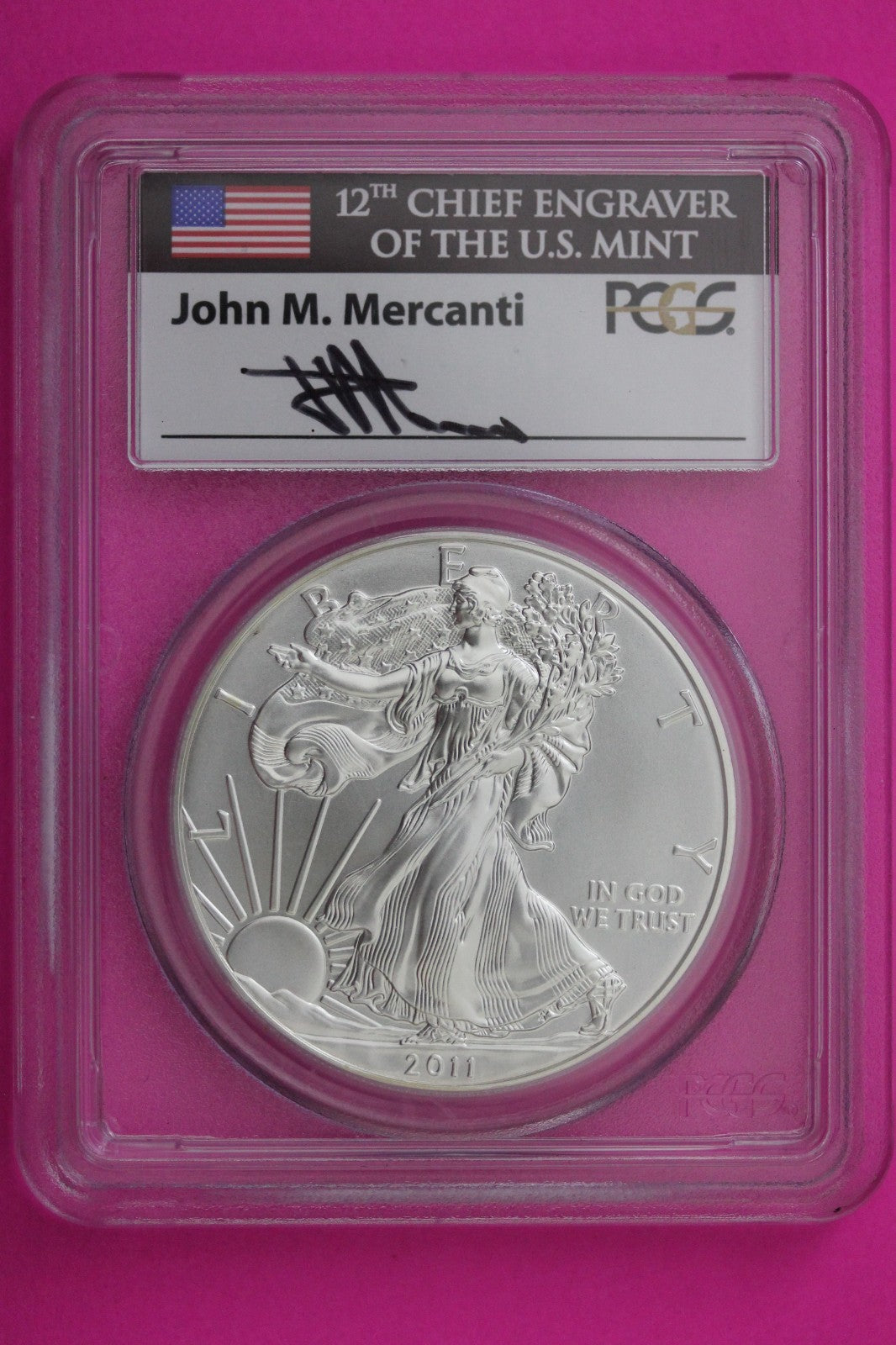 2011 MS 70 Silver American Eagle PCGS 25th Annersary Mercanti Signature 365