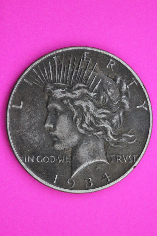 1934 P Peace Silver Dollar LIberty Coin Guaranteed Authentic U.S.A. Seller 1941