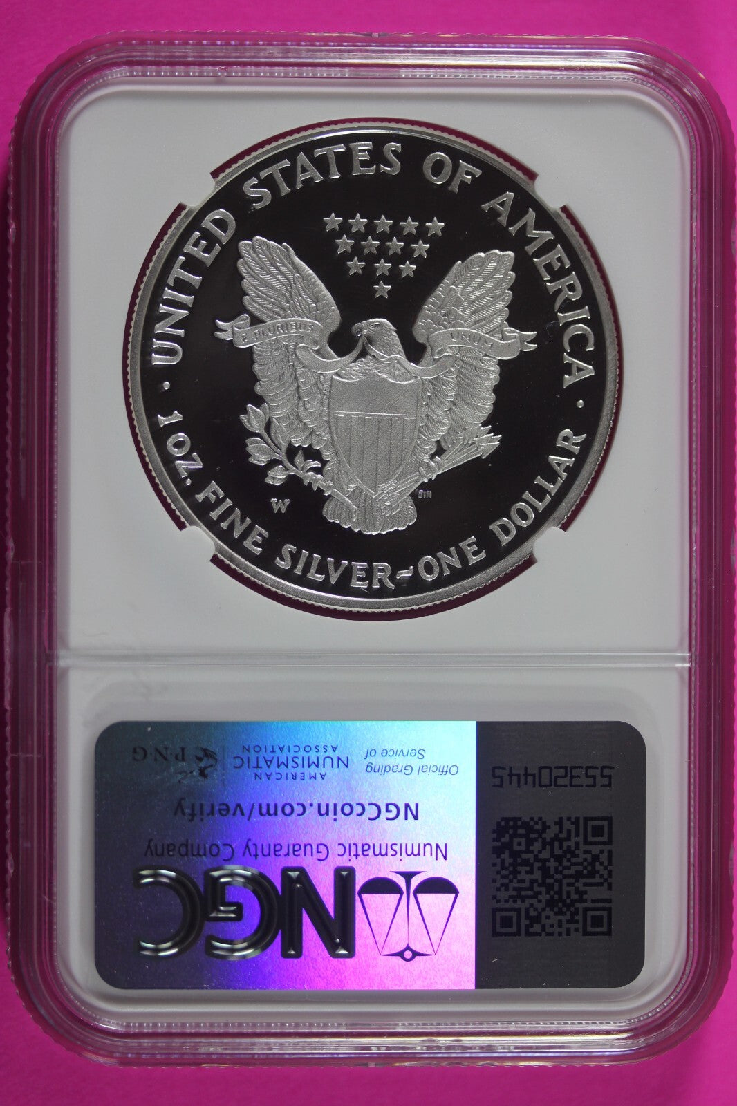 2007 W PF 68 Silver American Eagle Deep Cameo Authentic Proof Coin NGC Slab 1049