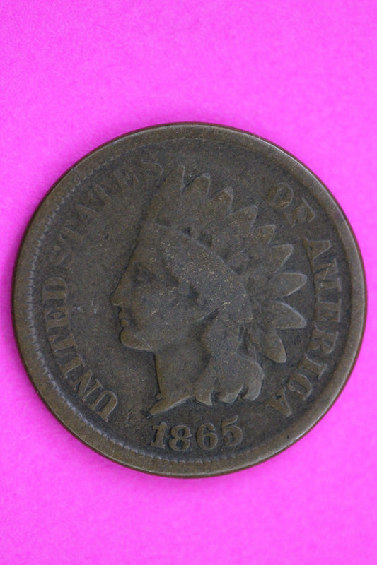 Rare 1865 18/18 Snow 4 Indian Head Cent Penny Guaranteed Authentic Coin 2294