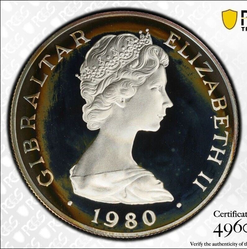 Toned 1981 PR 68 DCAM Crown Gibraltar Admiral Nelson Battle Trafalgar PCGS 567