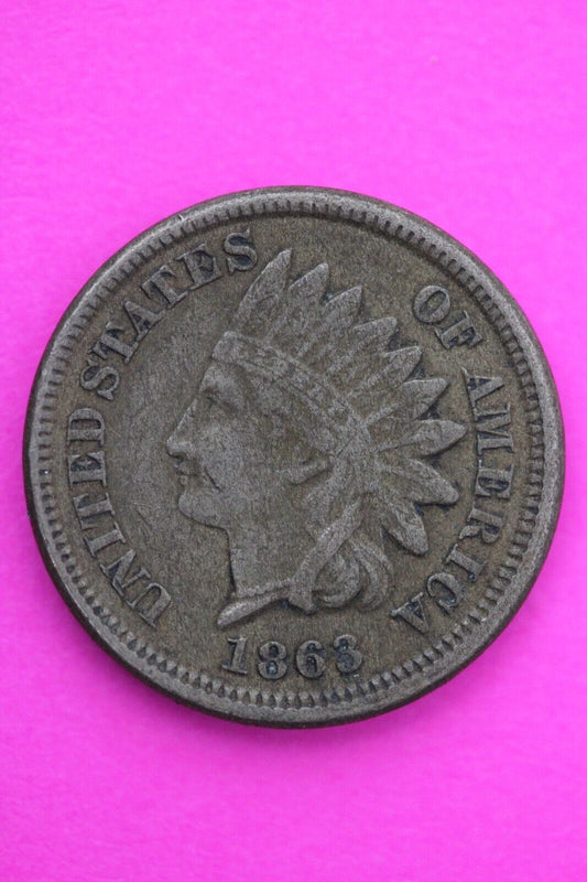 1863 Copper Nickel Indian Head Cent Penny Exact Early Type Coin Pictured 14