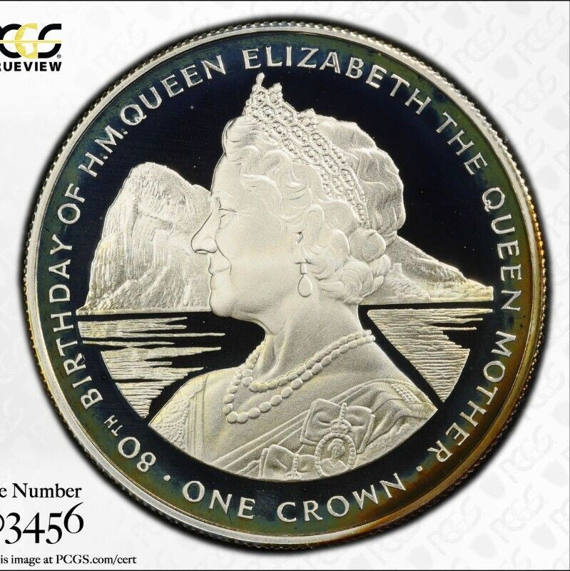 Toned 1980 PR 68 DCAM Crown Gibraltar  PCGS Queen Elizabeth 80th Birthday 506