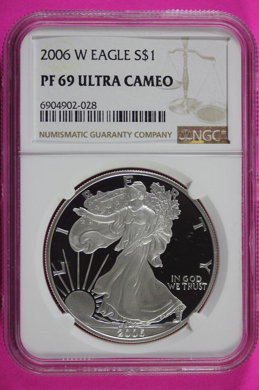 2006 W PF 69 Silver American Eagle Deep Cameo Authentic Proof Coin NGC Slab 997