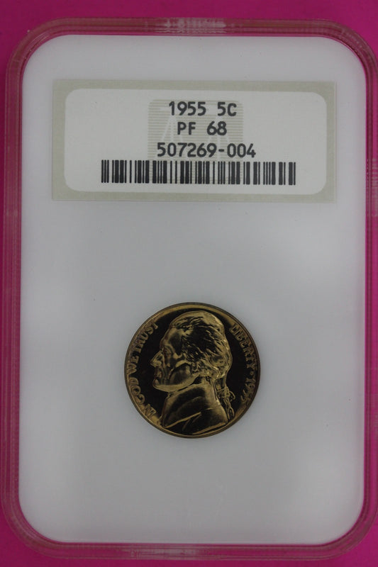 1955 PF 68 Jefferson Nickel NGC Certified Graded Authentic Genuine Slab 1274