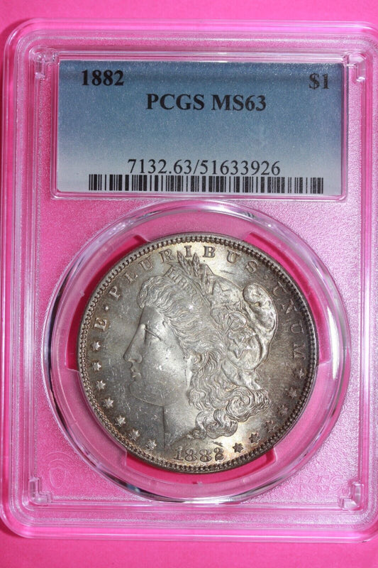 Nicely Toned 1882 P MS 63 Liberty Morgan Silver Dollar PCGS Certified Slab 760