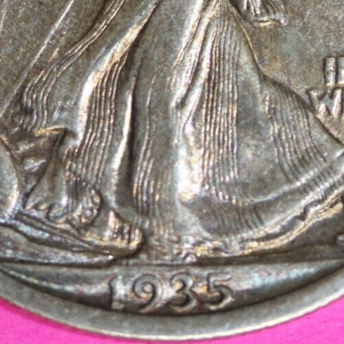 Toned High Grade 1935 P Walking Liberty Half Dollar Silver Coin Philadelphia 30