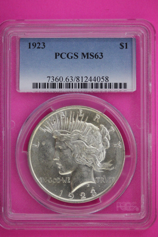 1923 P MS 63 Liberty Peace Silver Dollar PCGS Certified Graded Authentic 594