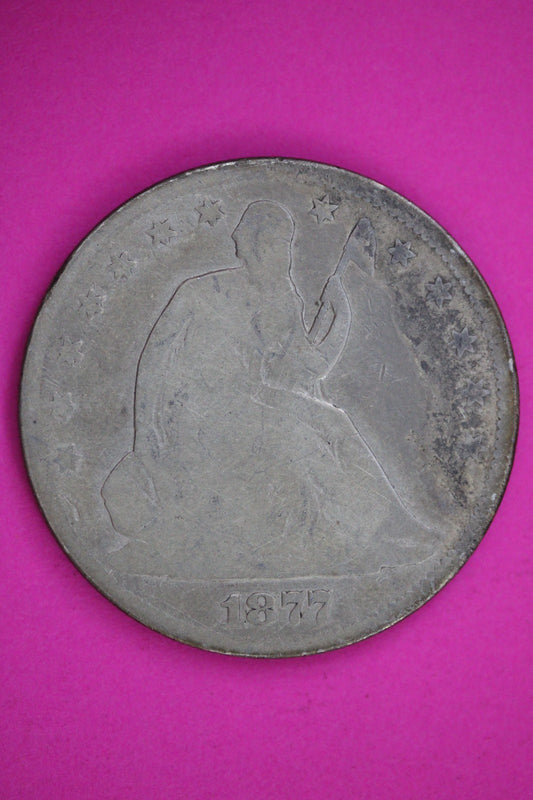 1877 P Seated Liberty Half Dollar Silver Exact Coin Shown Low Grade Filler 2796