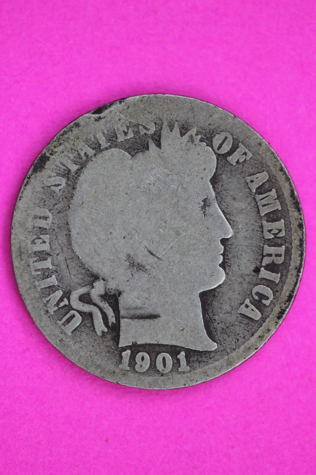 1901 S Barber Liberty Dime Silver Coin Semi Key Date Guaranteed Authentic 1350