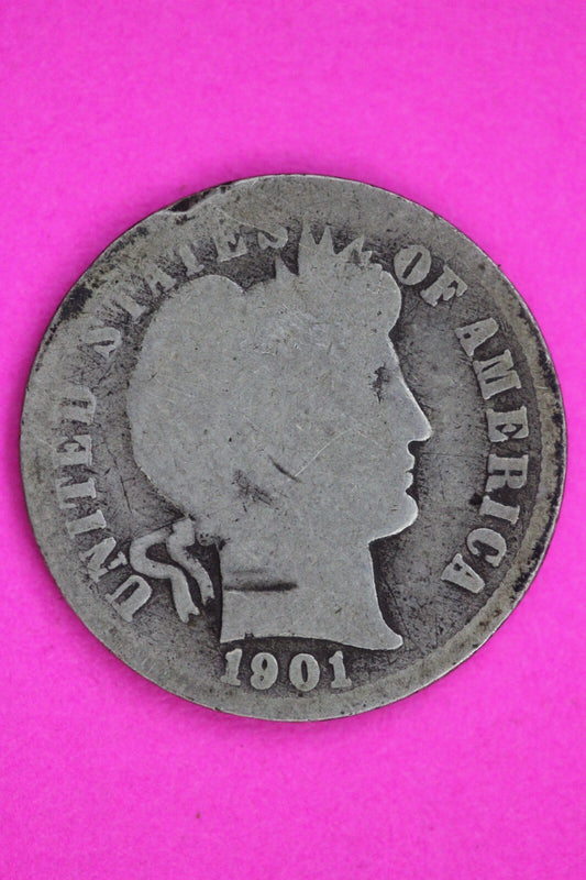 1901 S Barber Liberty Dime Silver Coin Semi Key Date Guaranteed Authentic 1350