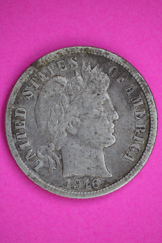 1916 S Barber Liberty Dime Guaranteed Authentic & Genuine Silver Coin 2985