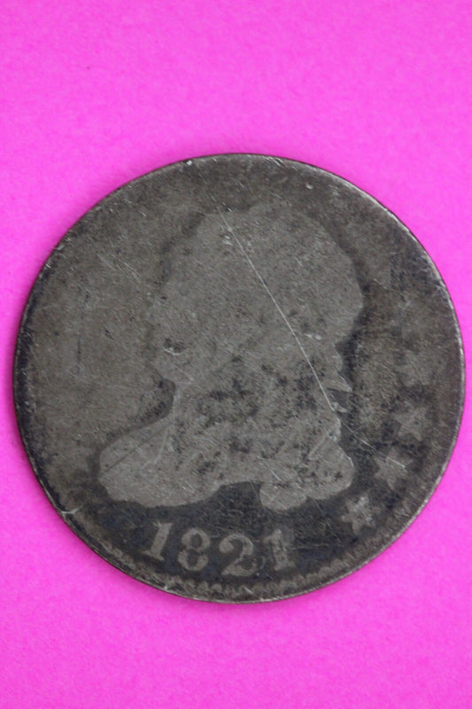 1821 Bust Capped Dime Lady Liberty Silver Coin Guaranteed Authentic Genuine 1374