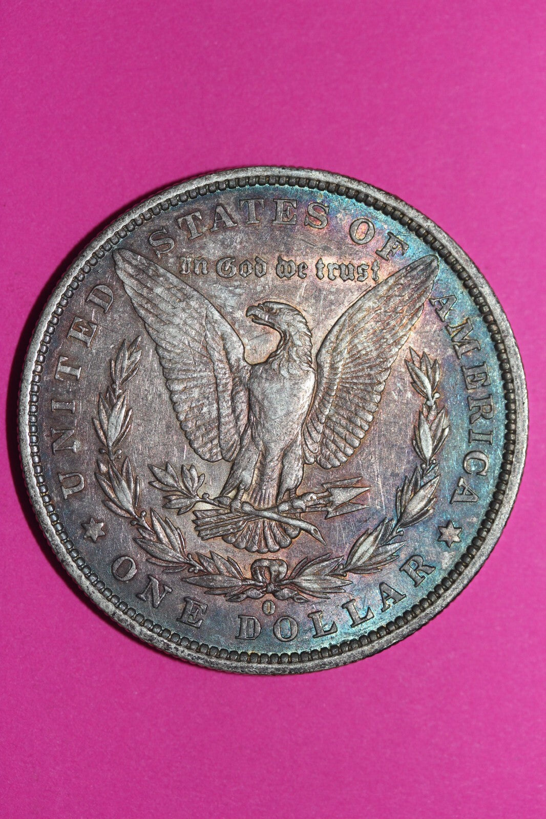 Rainbow Toned 1879 O Morgan Lady Liberty Silver Dollar Higher Grade Coin 38
