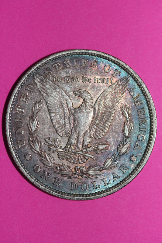 Rainbow Toned 1879 O Morgan Lady Liberty Silver Dollar Higher Grade Coin 38