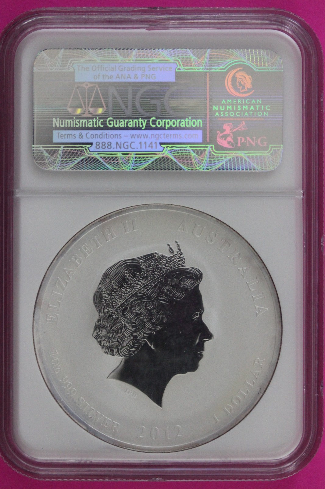 2012 P MS 69 Colorized Australia Year Of The Dragon $1 Silver Coin NGC Slab 970