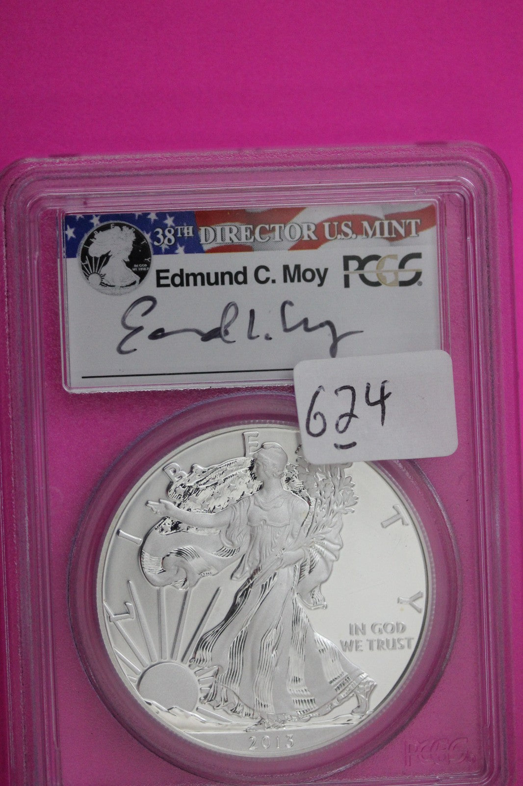 2013 W MS 70 Enhanced Mint State Silver Eagle Moy Signature 1rst Strike PCGS 624