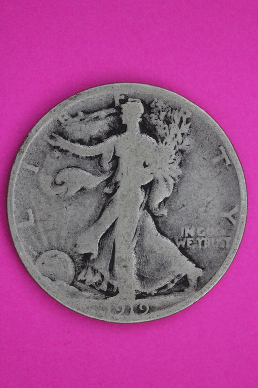 1919 P Walking Liberty Silver Half Dollar Guaranteed Authentic Genuine Coin 1162