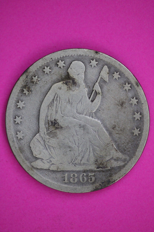 1865 S Seated Liberty Half Dollar Silver Guaranteed Authentic Genuine Coin 2905