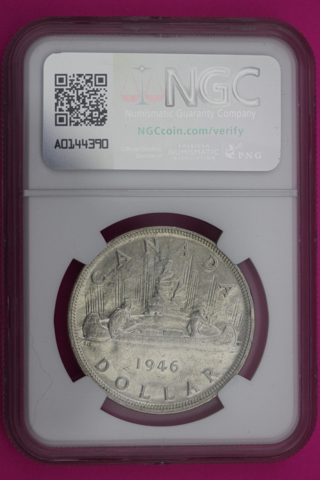1946 AU Details Canada Silver Dollar OBV Damage NGC Certified Authentic Slab 183