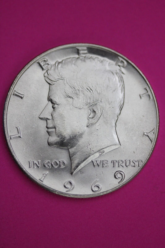 Gem BU 1969 D John F Kennedy Half Dollar 40% Silver Same Coin In Pics TOM 10