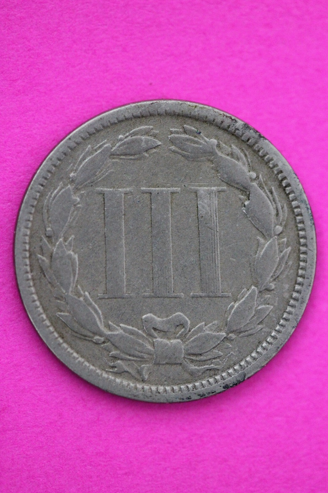 1867 Three 3 Cent Nickel Scarce Semi Key Date Type Coin Philadelphia Mint 68