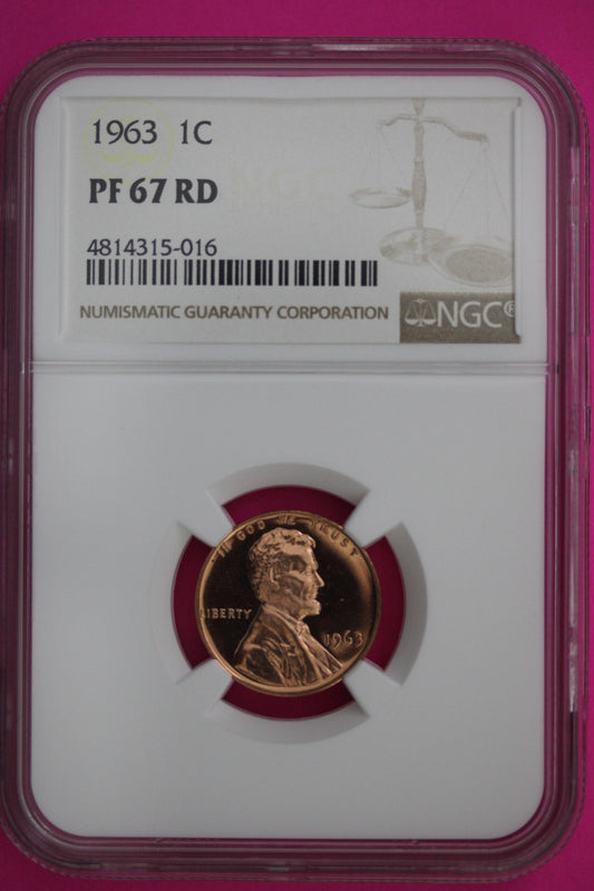 1963 PF 67 Red Lincoln Memorial Cent Proof Coin NGC certified Authentic Slab 306