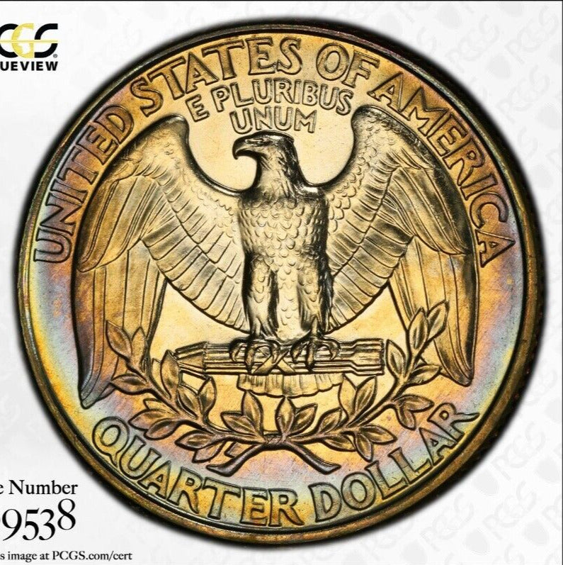 Toned 1995 D MS 66 Washington Quarter PCGS Graded Certified Authentic Slab 102