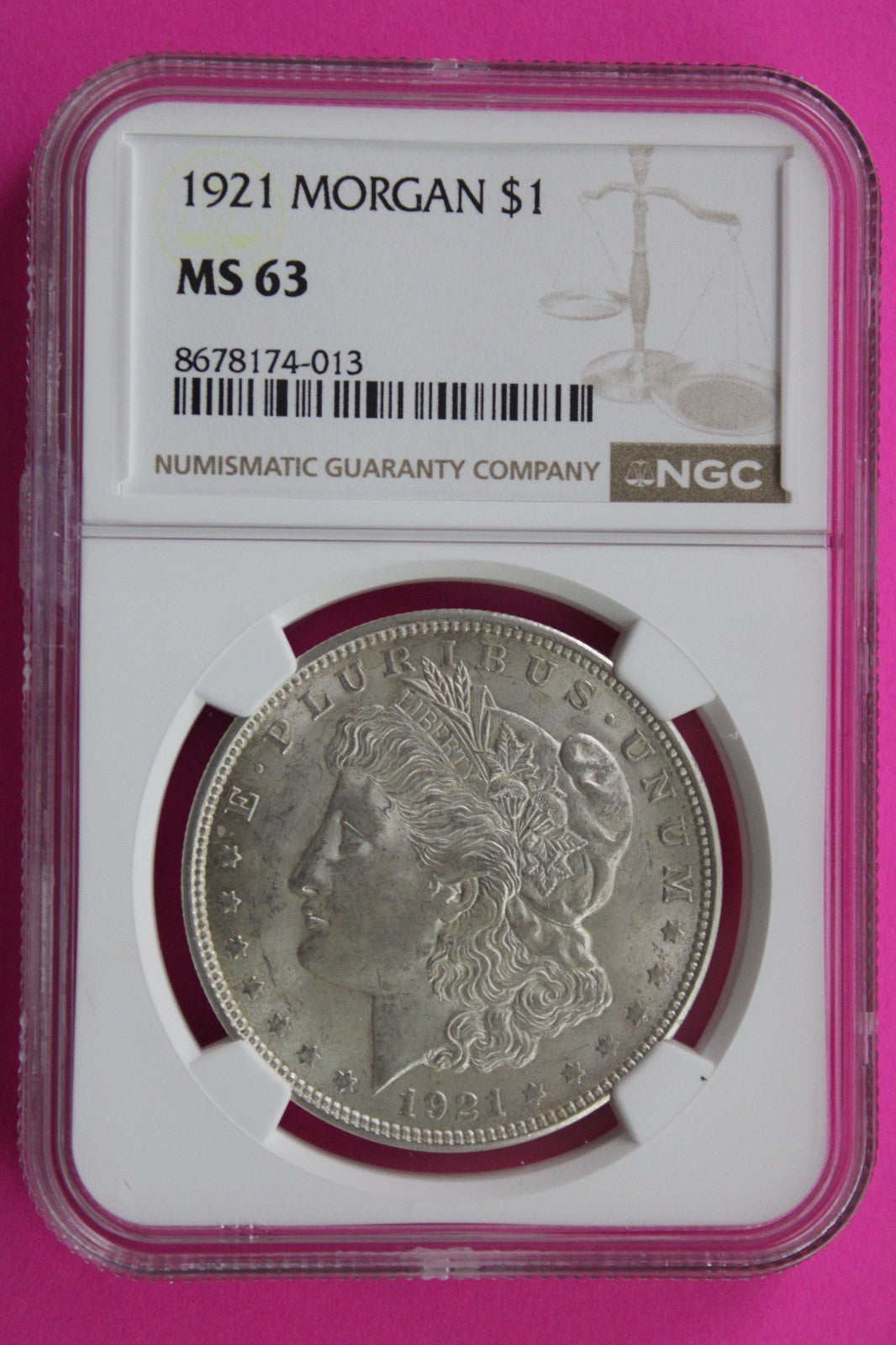 1921 P MS 63 Liberty Morgan Silver Dollar NGC Certified Graded Authentic 886
