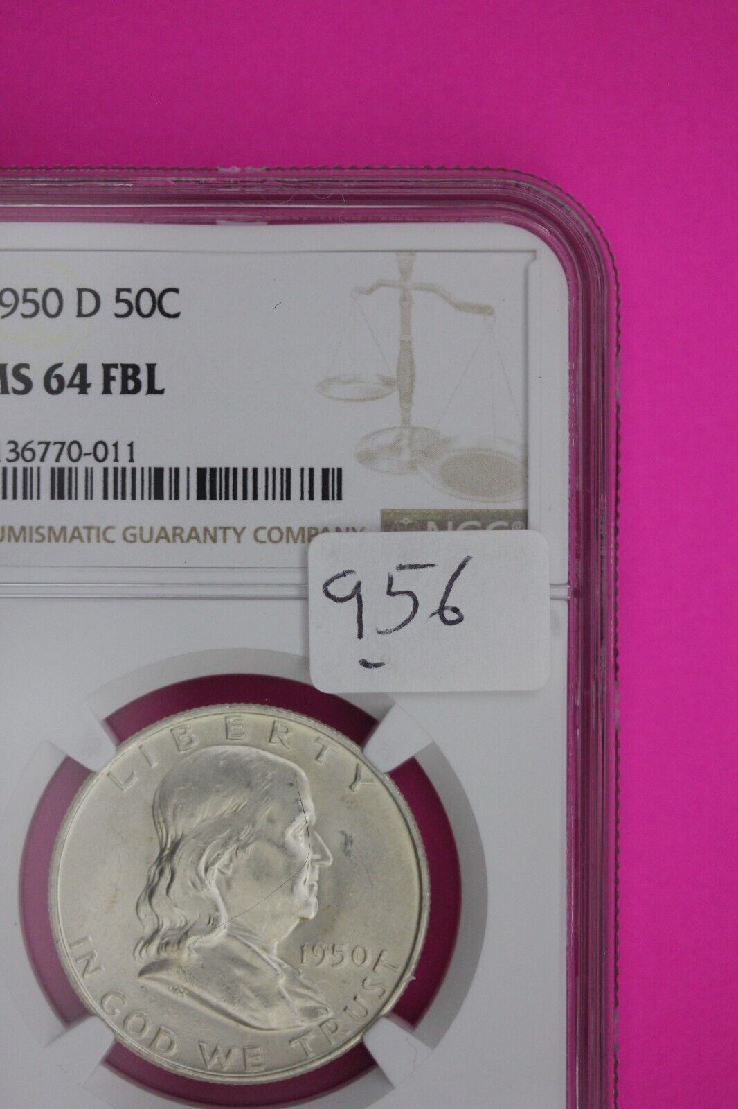 Full Bell Lines 1950 D MS 64 FBL Ben Franklin Half Dollar Silver Coin NGC 956