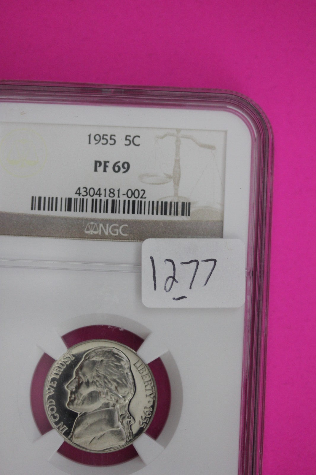 1955 PF 69 Jefferson Nickel NGC Certified Graded Authentic Genuine Slab 1277