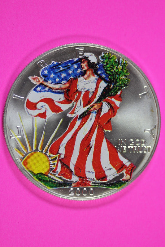 Colorized 2000 American Silver Eagle 1 Ounce .999 Fine Exact Coin Shown 159