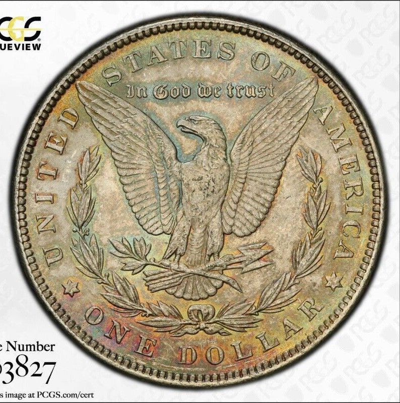 Toned 1896 P MS 63 Morgan Liberty Silver Dollar PCGS Certified Slab 26