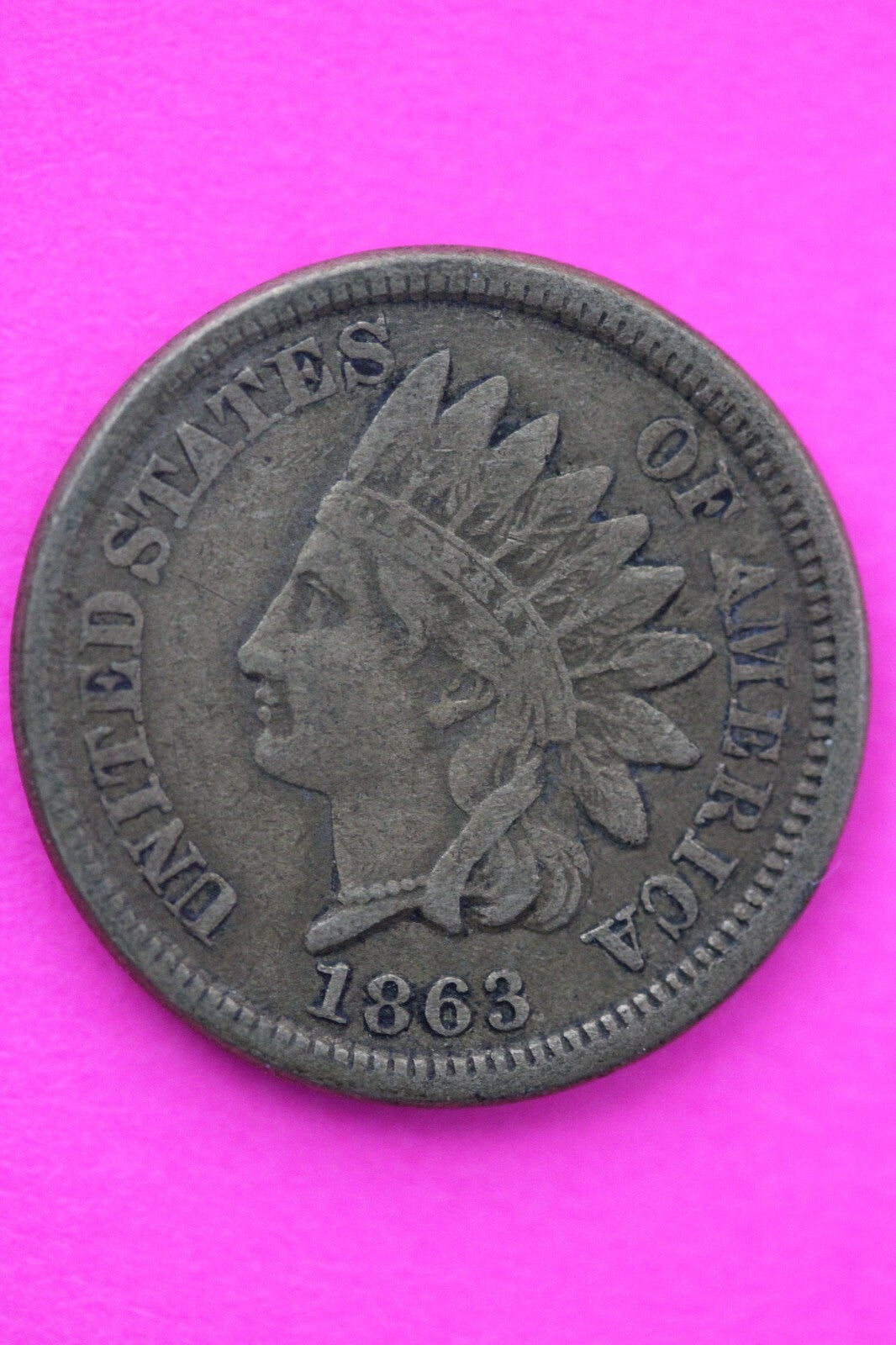 1863 Copper Nickel Indian Head Cent Penny Early Type Coin Exact Coin Pictured 40