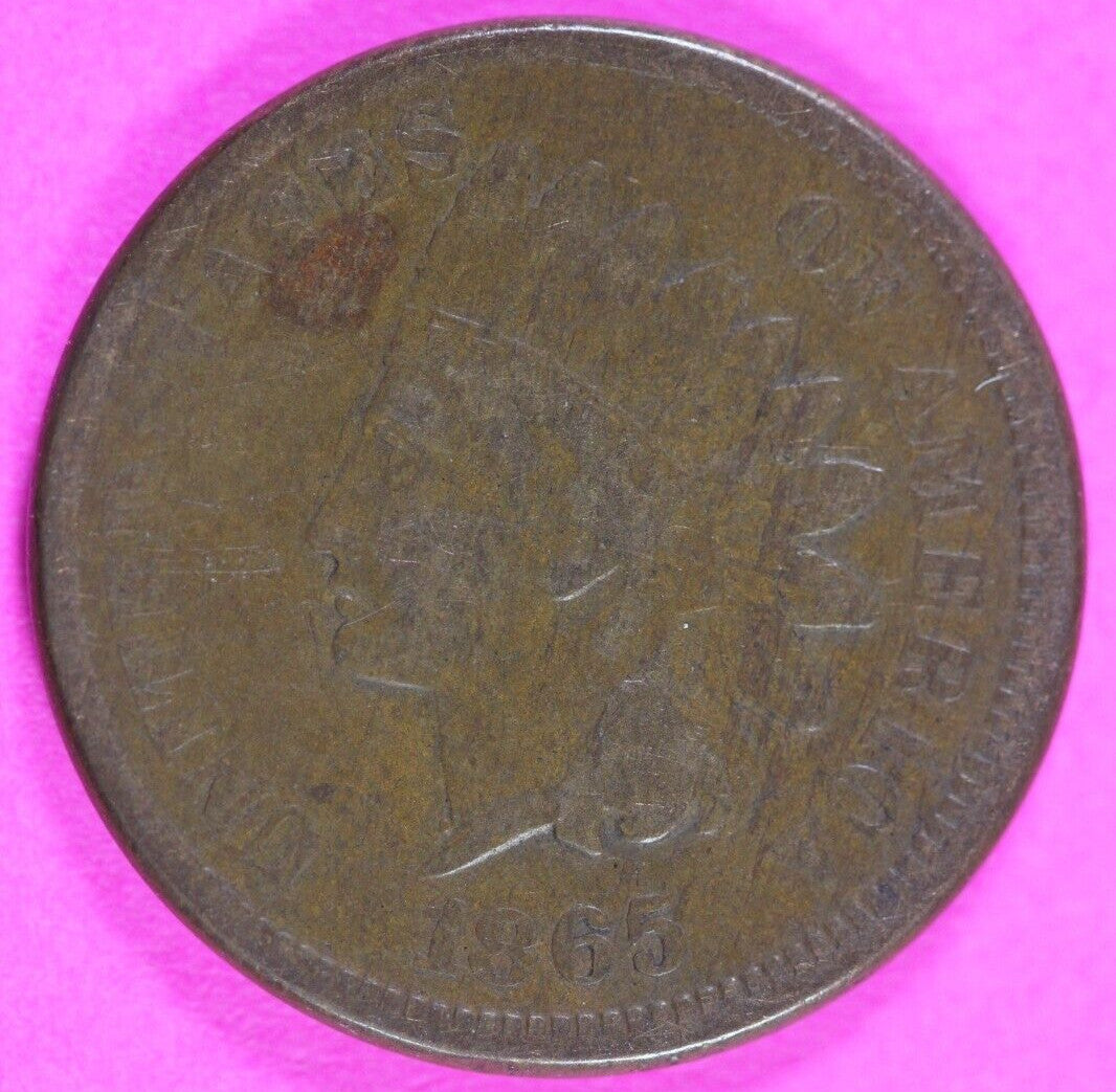 1865 Bronze Indian Head Cent Penny Rare Early Type Coin Exact Coin Pictured 269