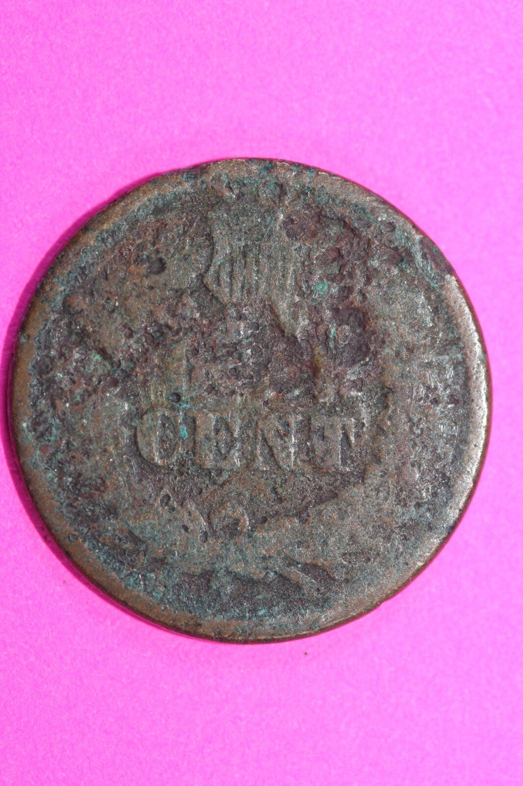 Bent 1865 Indian Head Cent Penny Scarce Early Type Coin Exact Coin Pictured 164