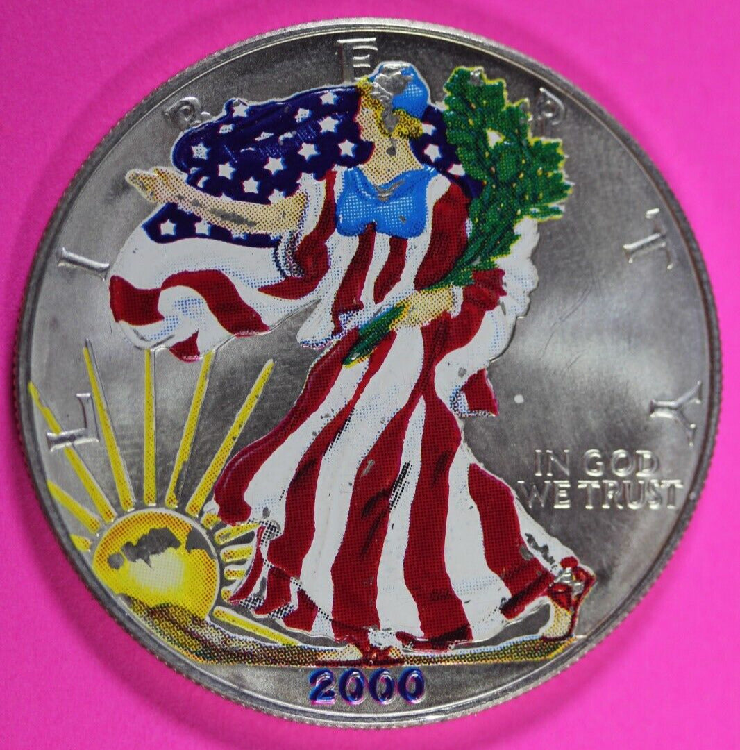 Colorized 2000 American Silver Eagle 1 Ounce .999 Fine Exact Coin Shown 172