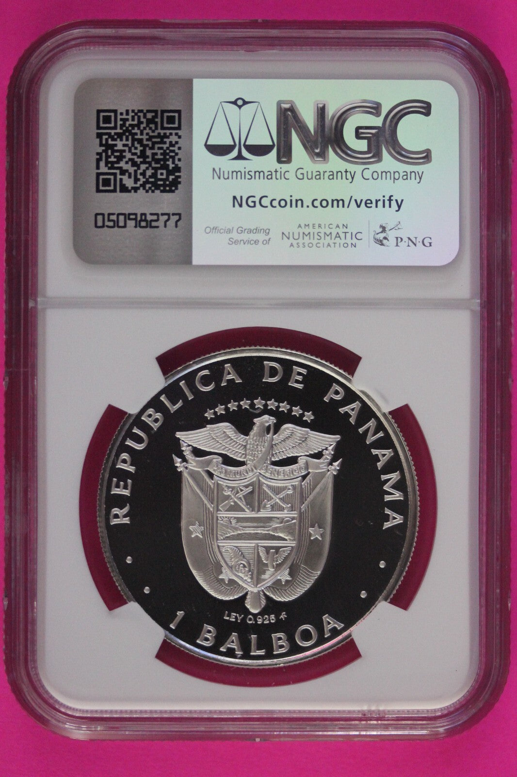 1976 Panama PF 69 Ultra Cameo Proof Silver Balboa NGC Certified Graded Slab 1001